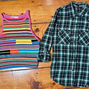 Forever21 AHS Madison Montgomery plaid stud shirt S ASO Womens tops